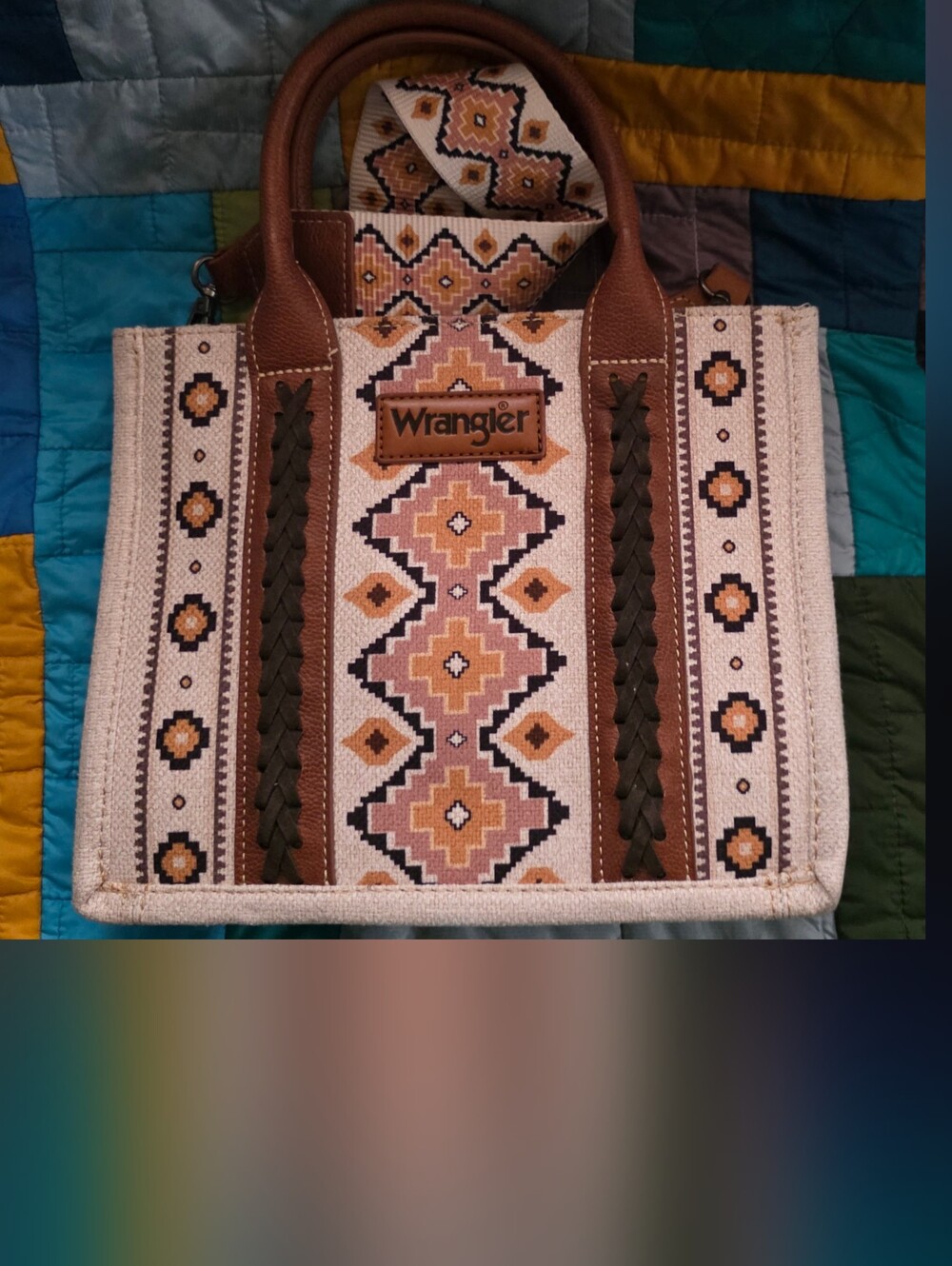 Wrangler Tan & Cream Patterned Tote Bag
